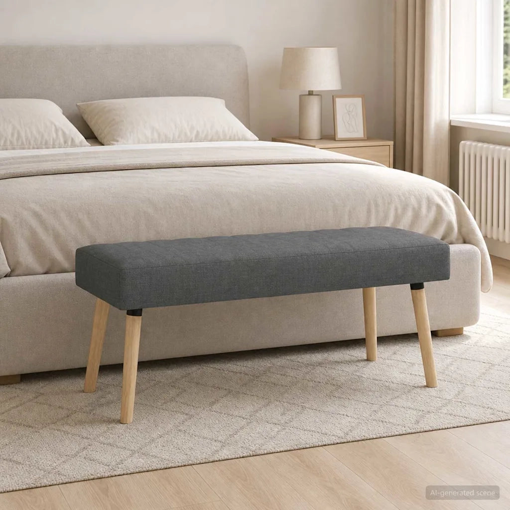 Panchina trapuntata a canale Grigio Scuro 110 x 40 x 46 cm 42038488