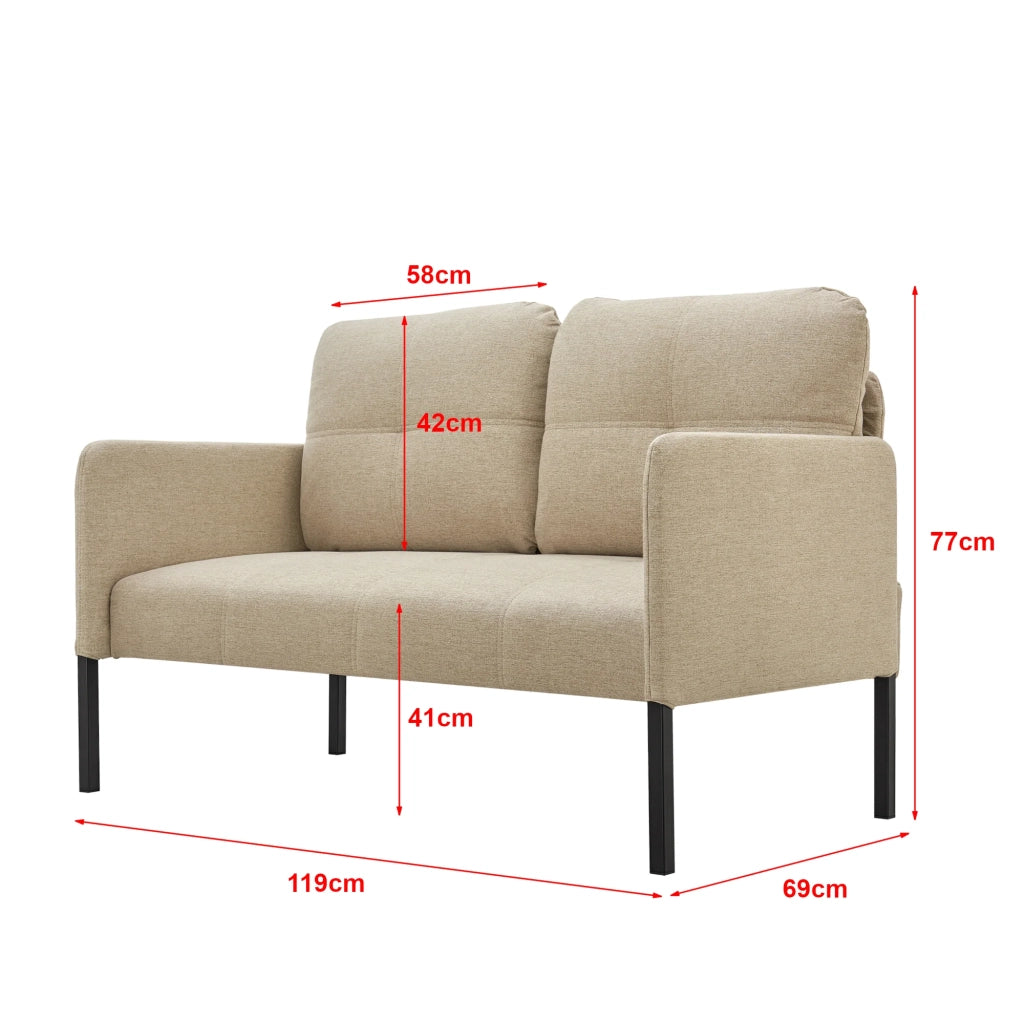 Divano 2 posti 77 x 119 x 69 cm beige 03_0006706
