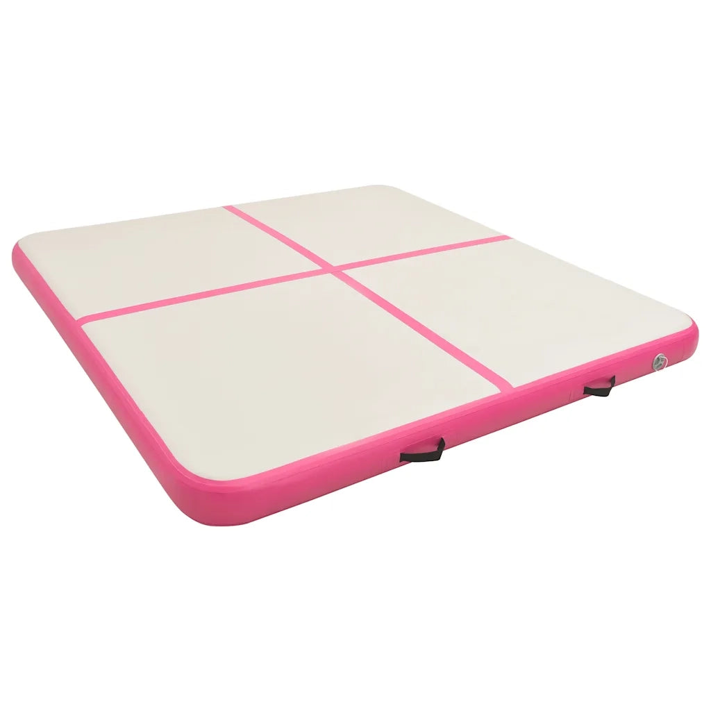 Tappetino Ginnastica Gonfiabile e Pompa 200x200x10 cm PVC Rosa CFW6710507