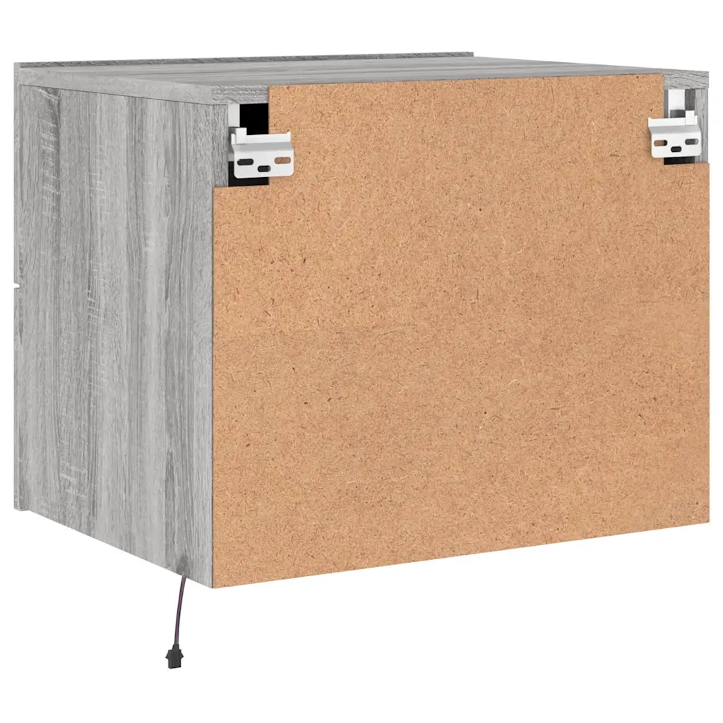Comodino a Parete con luci LED Grigio Sonoma