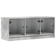 Mobile TV | Armadietto TV | Mobile Porta TV con Ante in Vetro Grigio Cemento 102x37x42 cm