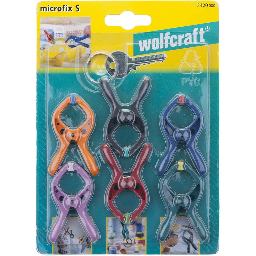 Set 6 Morsetti a Molla Mini 20 mm Portachiavi Wolfcraft