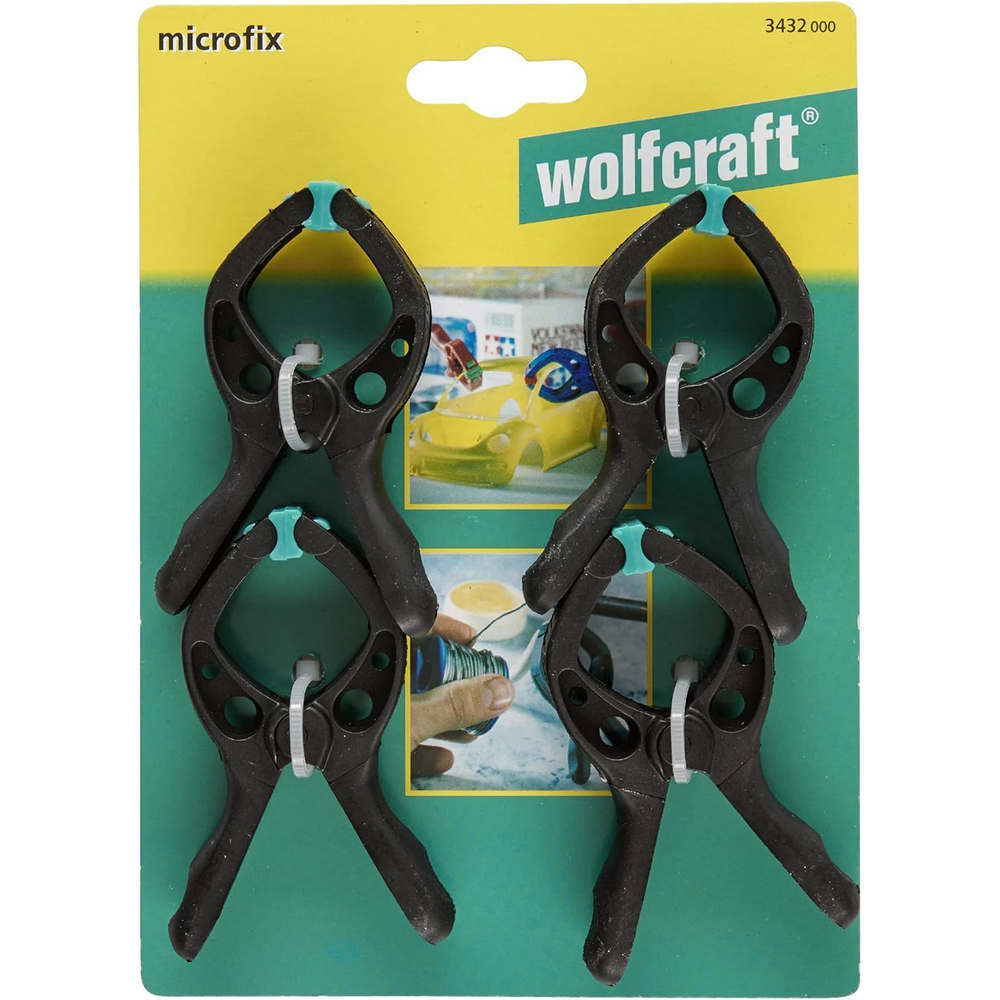 Set 4 Morsetti a Molla Mini 30 mm Nero Wolfcraft
