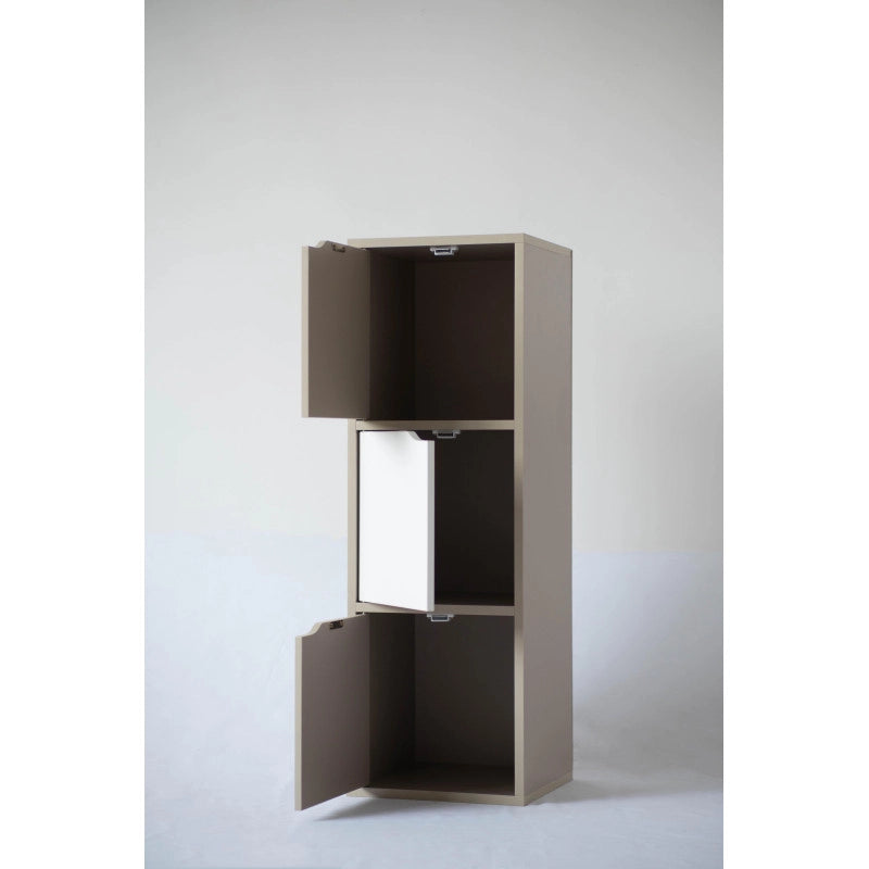 Mobiletto 3 Ante Miracle Tortora + Bianco Legno