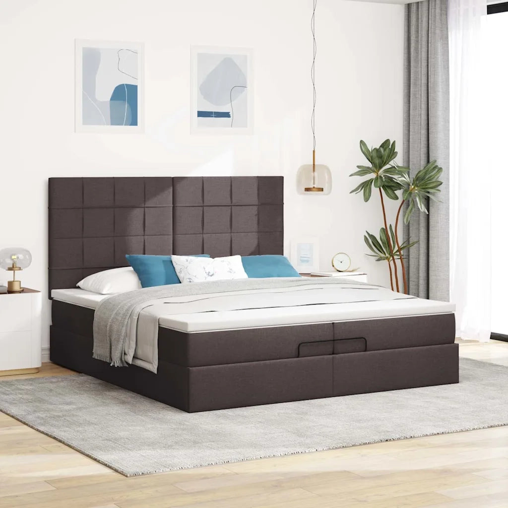Struttura Letto Pouf con Materassi 200x200 cm in Tessuto 3314034