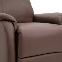 Poltrona Relax Manuale con Schienale Reclinabile 145° e Poggiapiedi in Pelle PU Marrone, 76x91x106cm