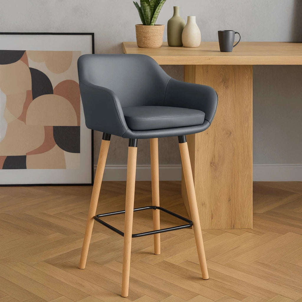 Sgabello Grant in pelle sintetica grigio