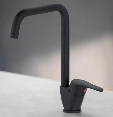 Miscelatore Lavello Cucina Canna Squadrata – Cartuccia Ø40 – Finitura Nera Opaca