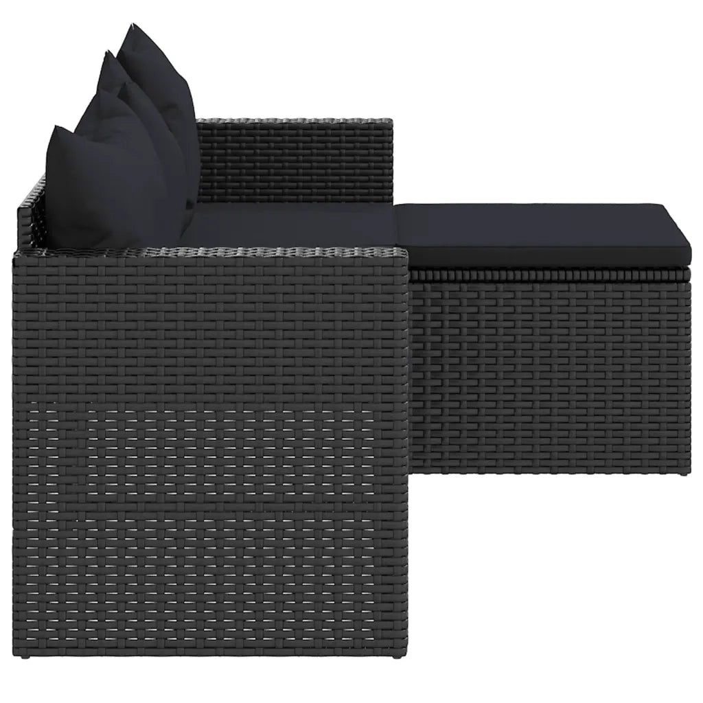 Set Divani da Giardino | Set Salotto da Giardino Nero in Polyrattan