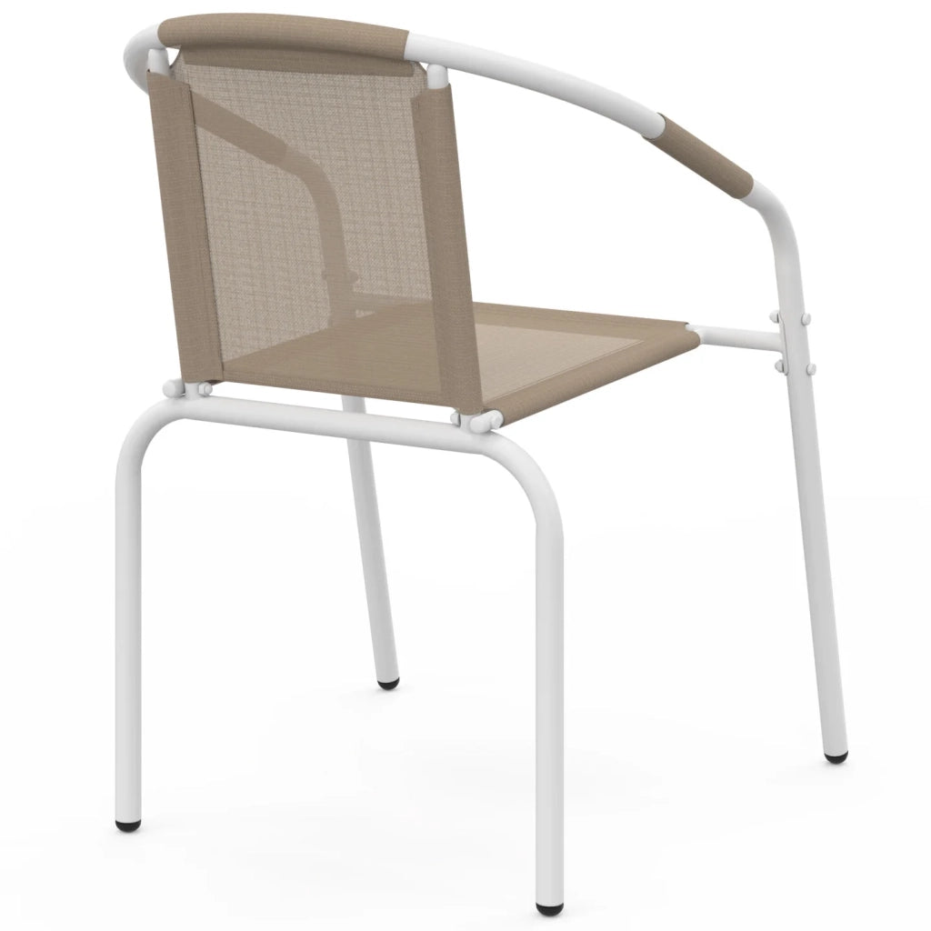 IDMarket - Set di 6 sedie da giardino impilabili THELMA in metallo e textilene, bianco e beige