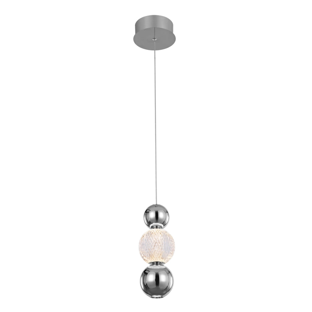Lampada a sospensione sfera cromo LED 7W 3000K Italux