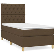 Letto singolo | Letto per adulti | Giroletto a Molle con Materasso Marrone Scuro 80x200 cm Tessuto