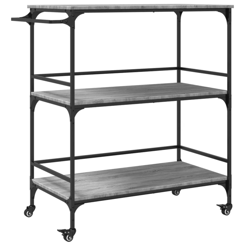 Carrello Cucina-Scaffale per Cucina Grigio Sonoma 100,5x50x105 cm Legno Multistrato