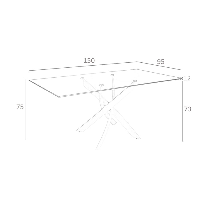 Tavolo da pranzo rettangolare in vetro temperato e acciaio rosa