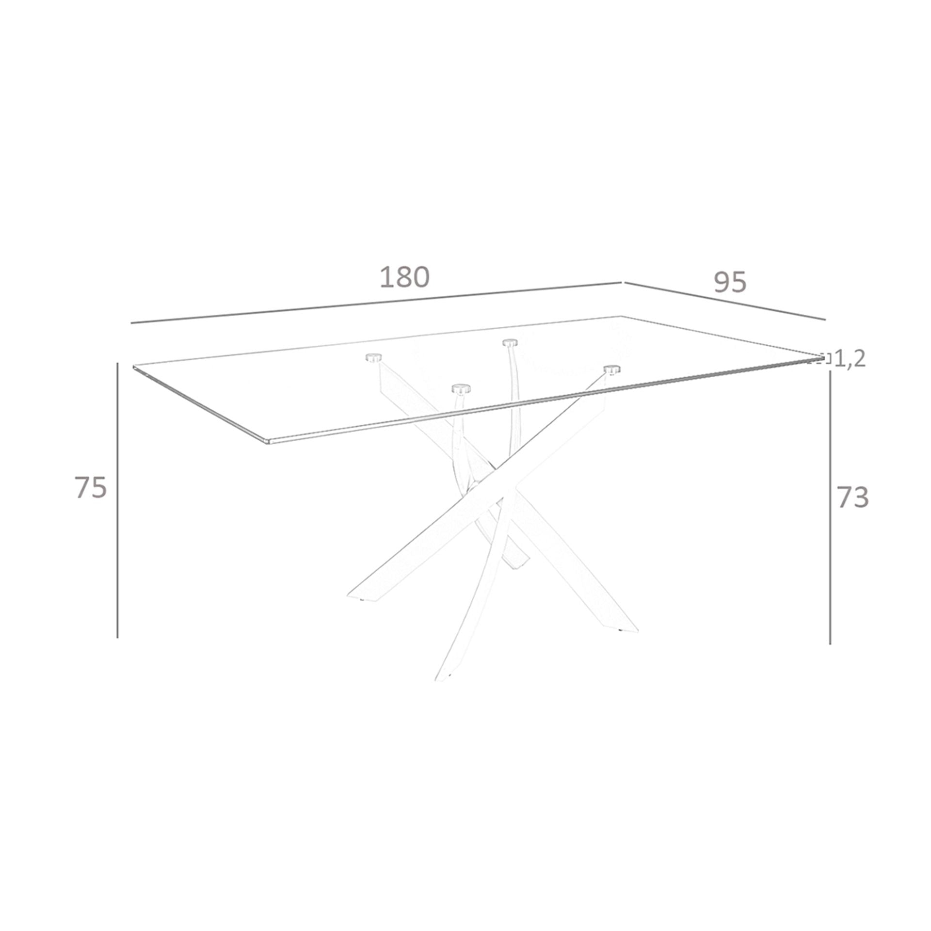 Tavolo da pranzo rettangolare in vetro temperato e acciaio rosa