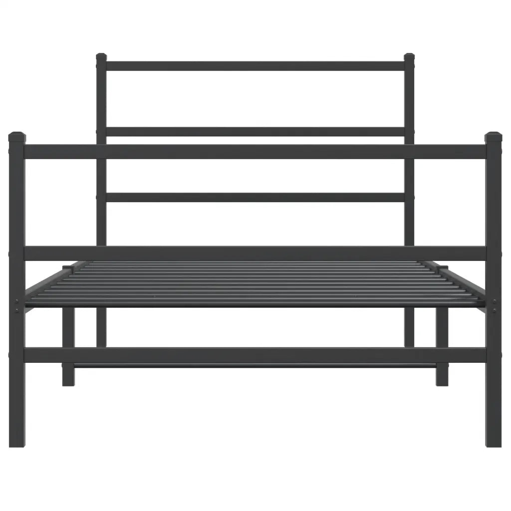 Giroletto con Testiera e Pediera Metallo Nero 107x203 cm 355379