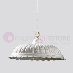 POMARANCE Sospensione Ceramica Bianca d. 42 Rustica Country