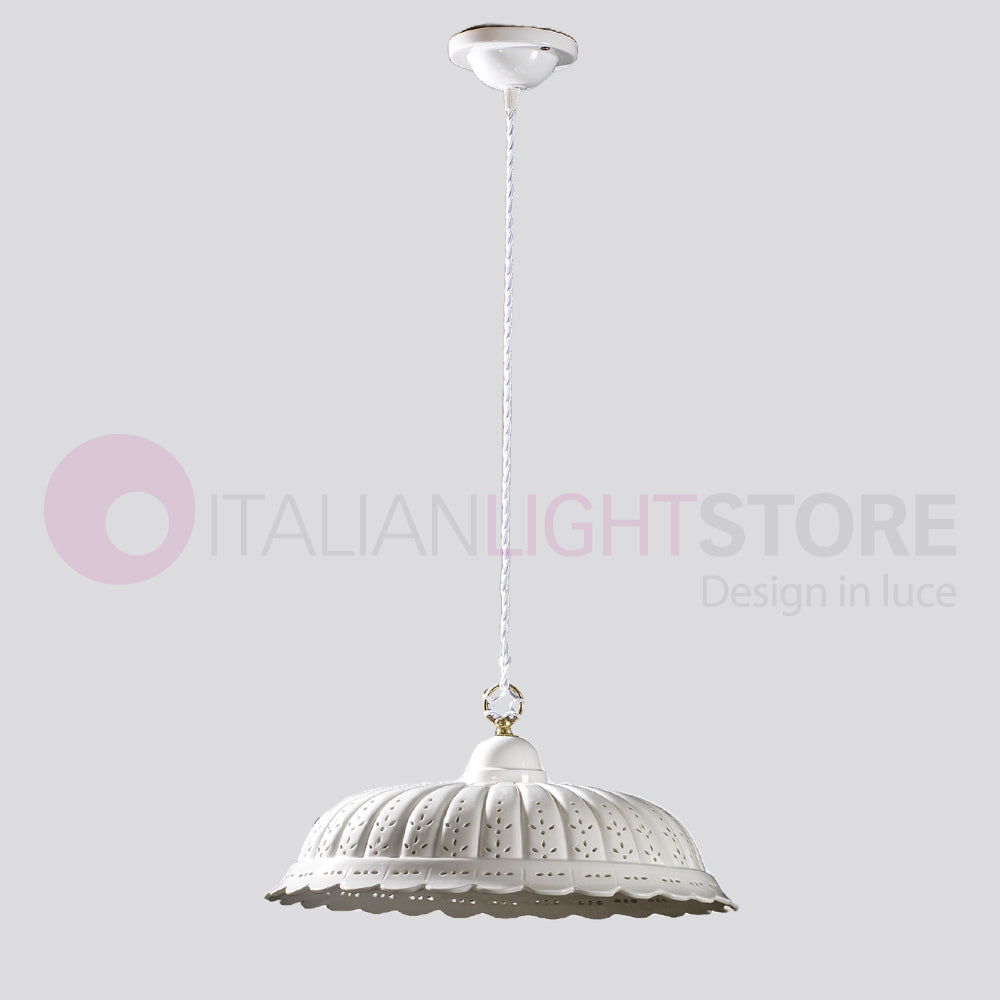 POMARANCE Sospensione Ceramica Bianca d. 42 Rustica Country