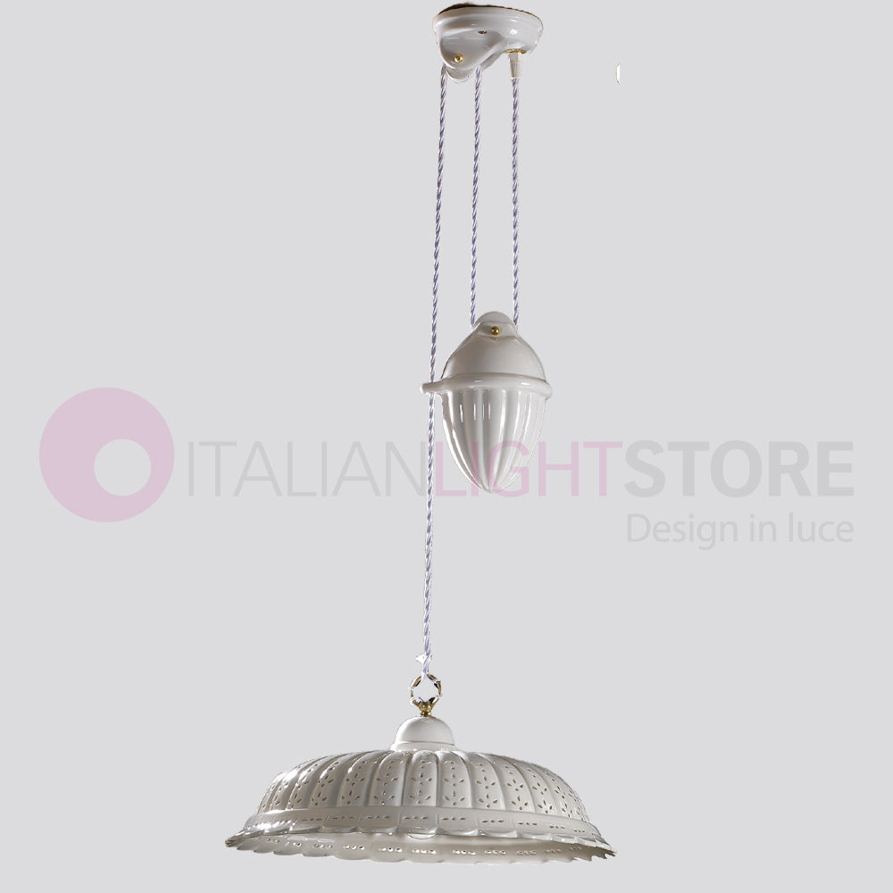 POMARANCE Saliscendi Ceramica Bianca d. 42 Rustica Country