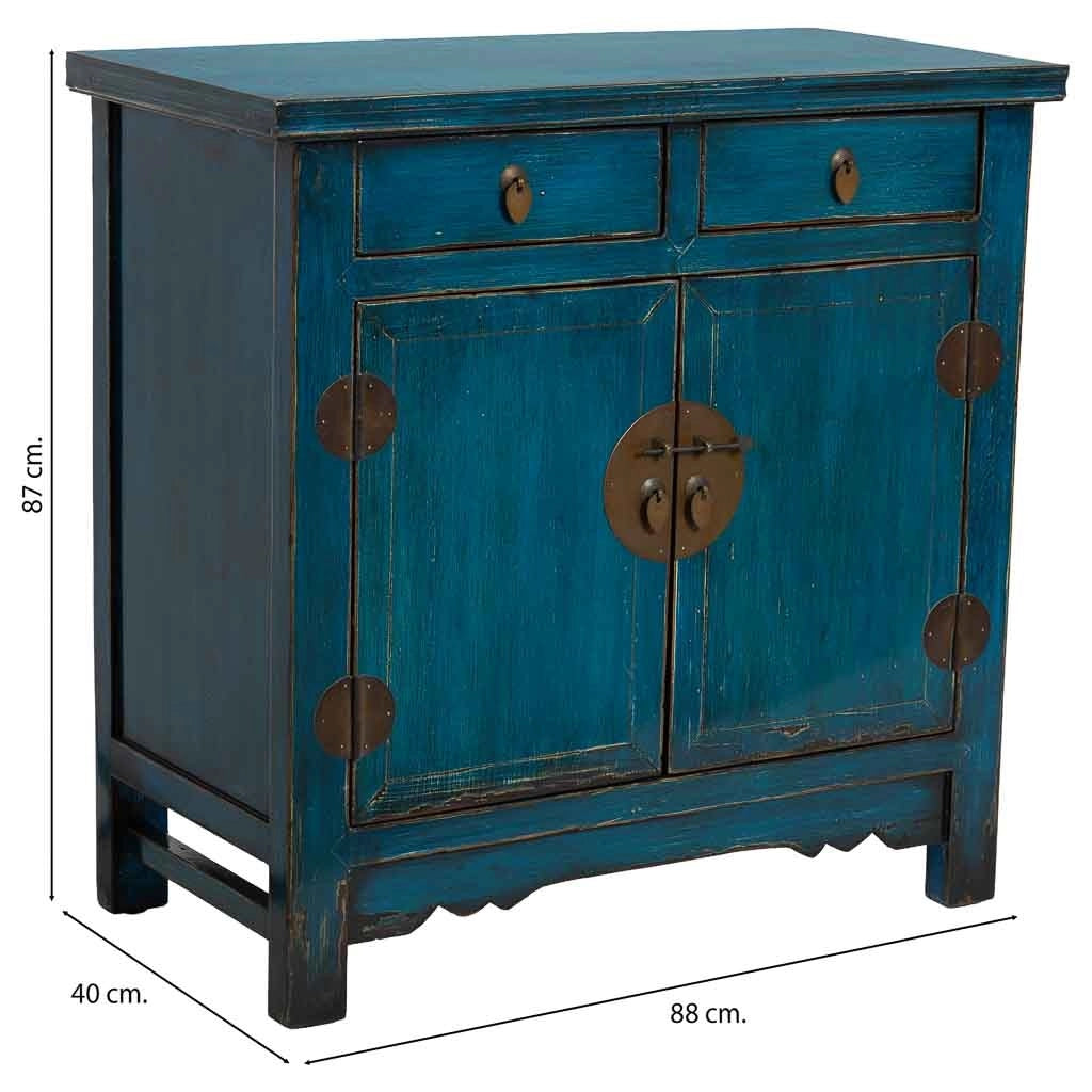 Mobile da ingresso in legno blu 88x40x87h cm
