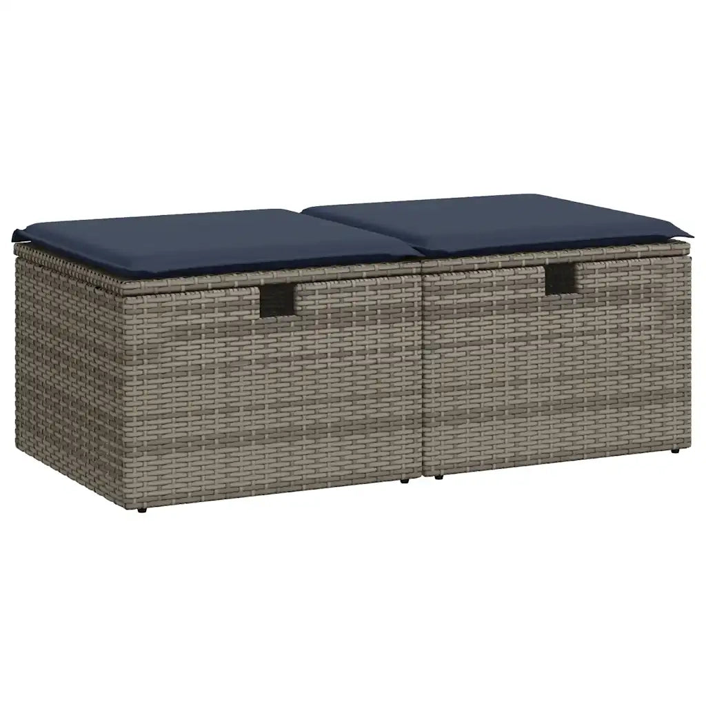 Set Divano Giardino 2 pz | Set Salotto da Giardino con Cuscini Grigio Polyrattan Acacia