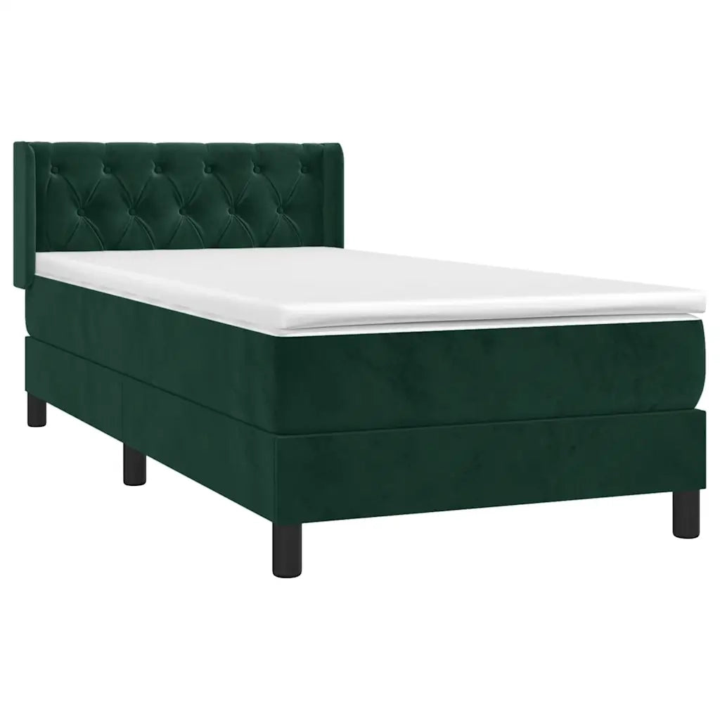 Giroletto a Molle con Materasso Verde Scuro 80x200 cm Velluto 3131108