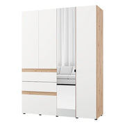 Armadio Camera da Letto Ushuaia, Guardaroba Grande 3 Cassetti, 155x208h cm Bianco Opaco