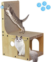 Krabbapale per gatti con casa per gatti in cartone - 65 cm alto Krabbapalo lounge Krabbapalo a forma di L in cartone di golf con 4 palline per giocattoli Krabbapale per gatti per interni come protezione per mobili