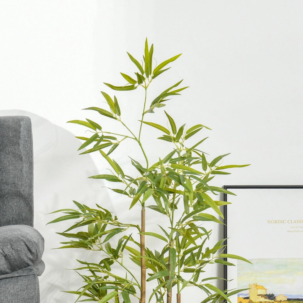 Pianta Artificiale di Bambù H120 cm con Vaso Verde