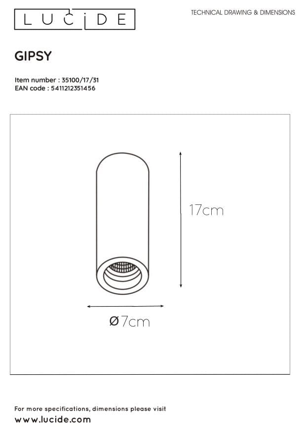 Spot da soffitto Lucide Gipsy bianco in gesso GU10 35W