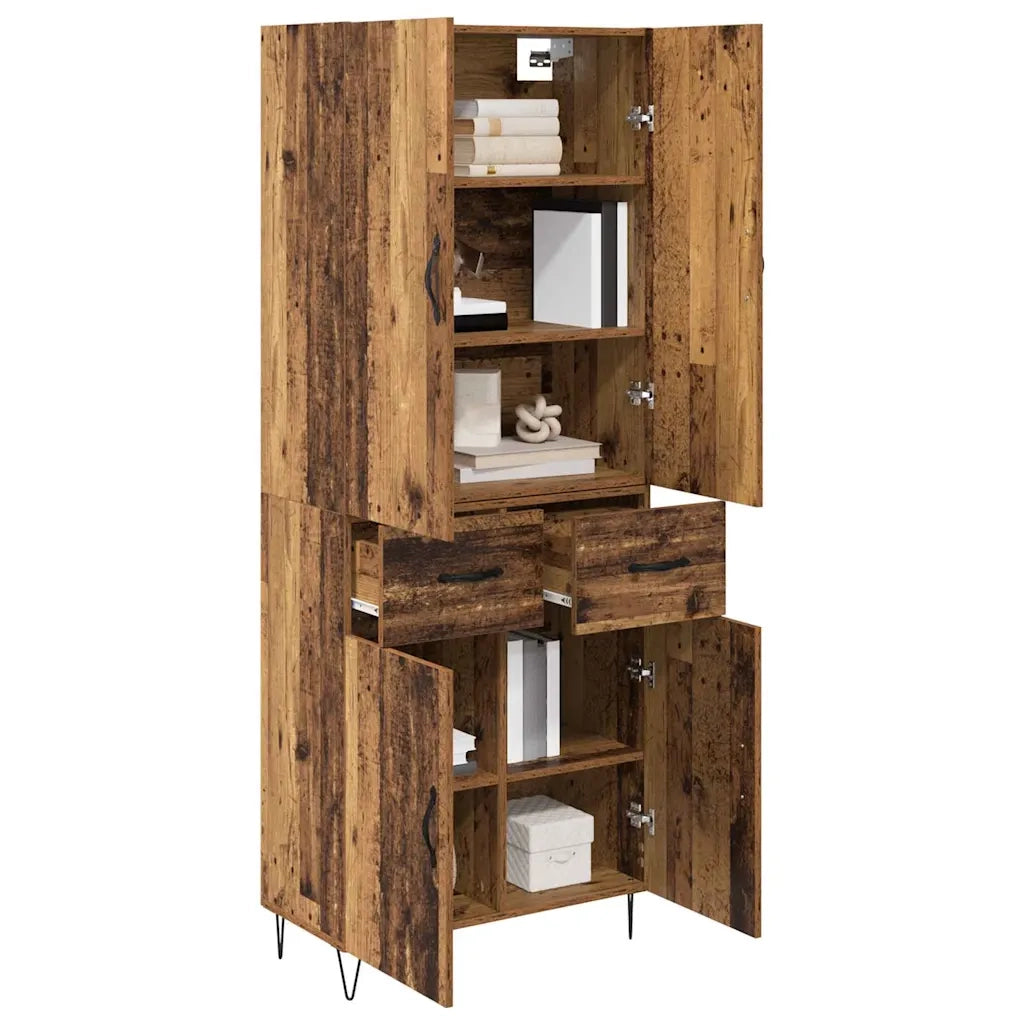 Credenza 2 pz | Madia | Buffet da pranzo | Armadio da pranzo Legno vecchio Legno ingegnerizzato e vetro
