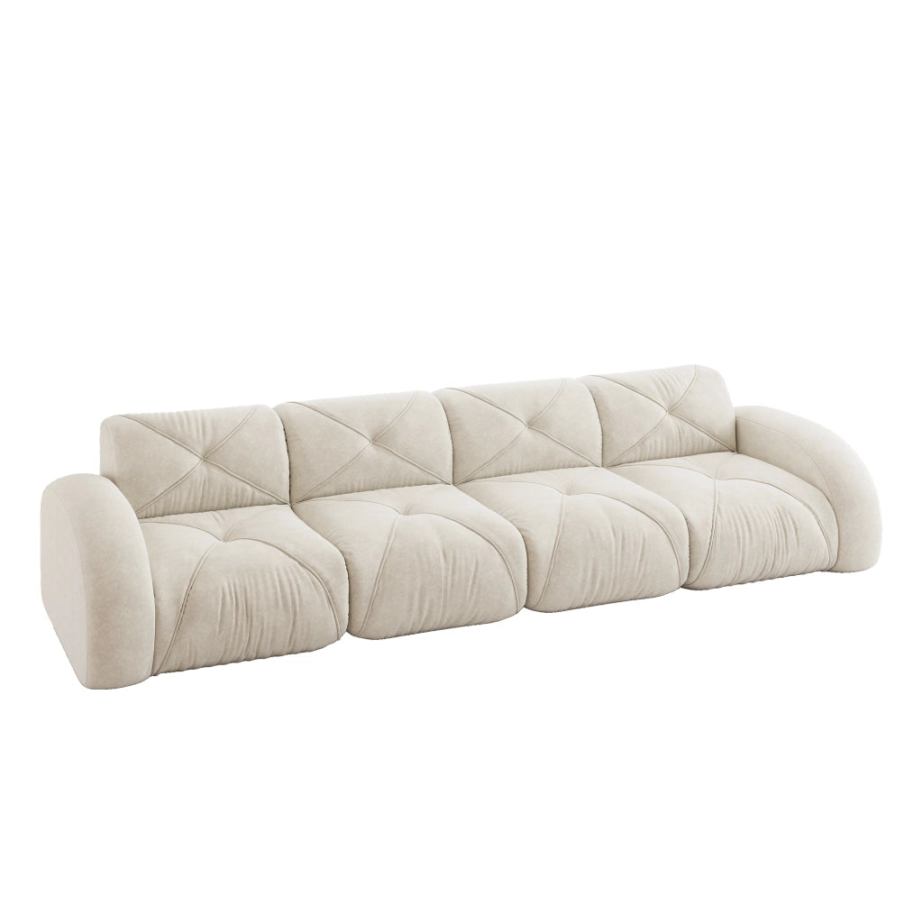 Divano Modulare 4 Posti in Tessuto Chenille ¨C MINIMAL ¨C Bianco, Senza Montaggio
