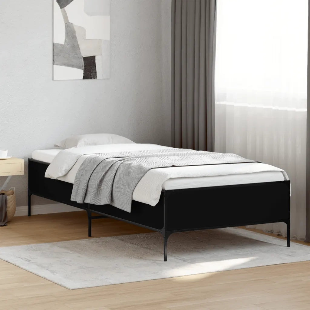 Giroletto Nero 90x190 cm in Legno Multistrato e Metallo 844986