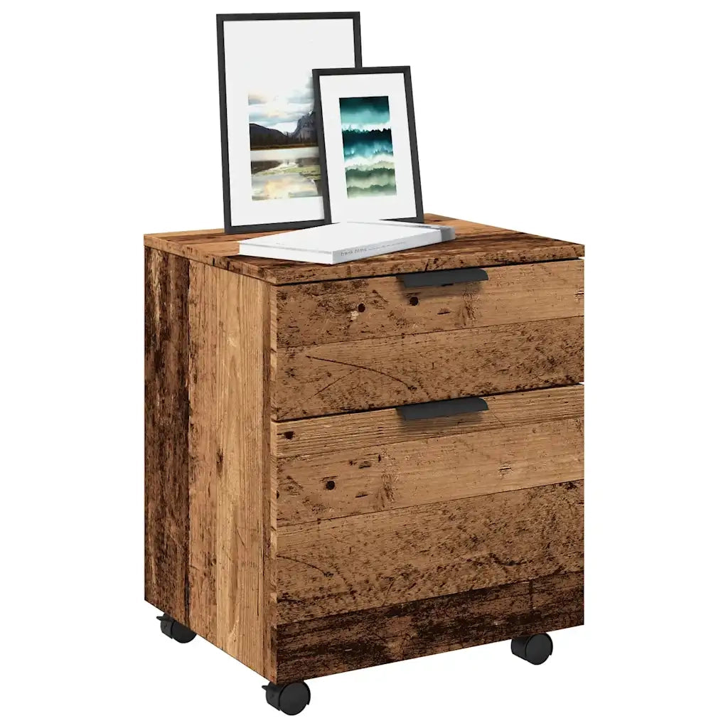 Schedario con Ruote Legno Antico 45x38x54 cm Legno Multistrato 856949