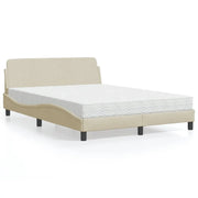 Letto con Materasso Dover Crema 140x200 cm in Tessuto