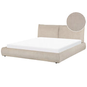 Letto ad acqua EU King Size Grigio Talpa Velluto a Coste 180 x 200 cm con materasso con spessa testata imbottita e pediera Camera da letto in stile moderno