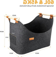Mangiafuoco in legno XXL 60 litri con imbottitura extra spessa pieghevole e resistente in grigio scuro 50 x 40 x 30 cm