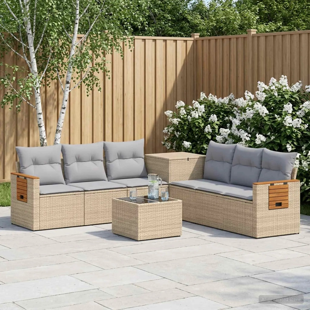 Set di divani 8 pz Beige e Grigio Chiaro 3448599