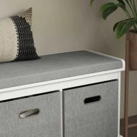 Panca Scarpiera in Legno con 3 Cassetti e Seduta in Tessuto per 3 Paia di Scarpe, 105x35x47 cm, Bianco
