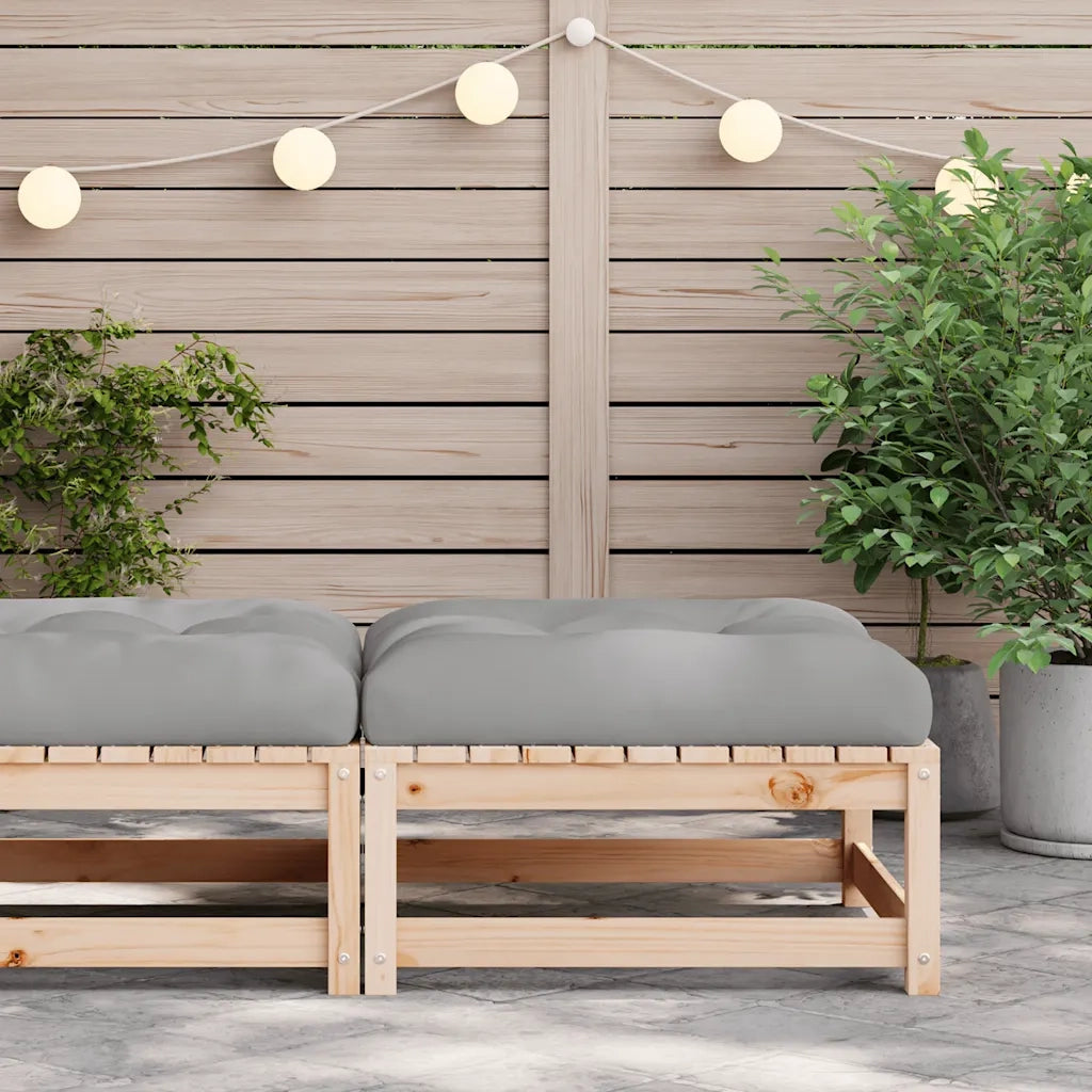 Sedia da giardino-Poggiapiedi da Giardino con Cuscino in Legno Massello di Pino 948942