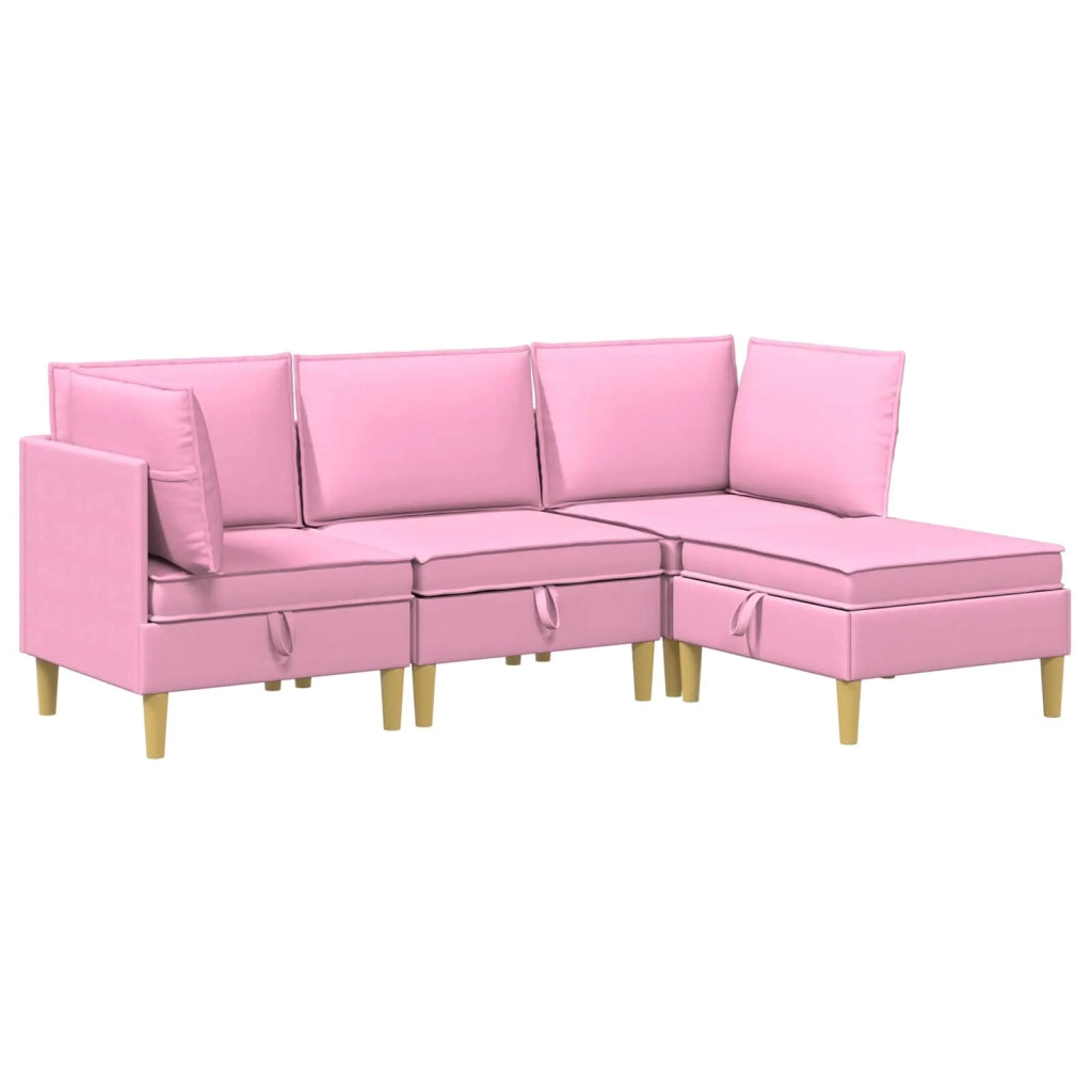 Set di divani modulari con spazio di archiviazione 4 pcs Rosa
