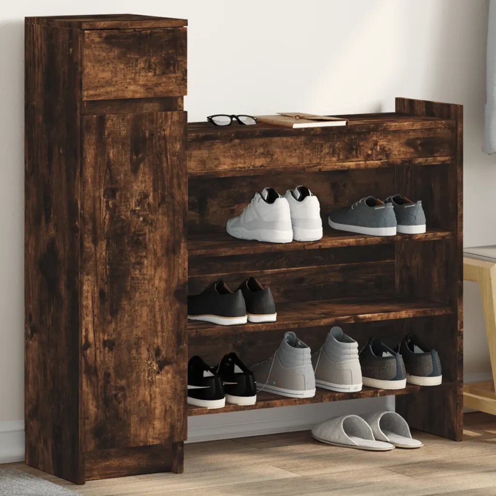 Scarpiera | Mobile per scarpe Rovere Fumo 100,5x28x100 cm in Legno Multistrato