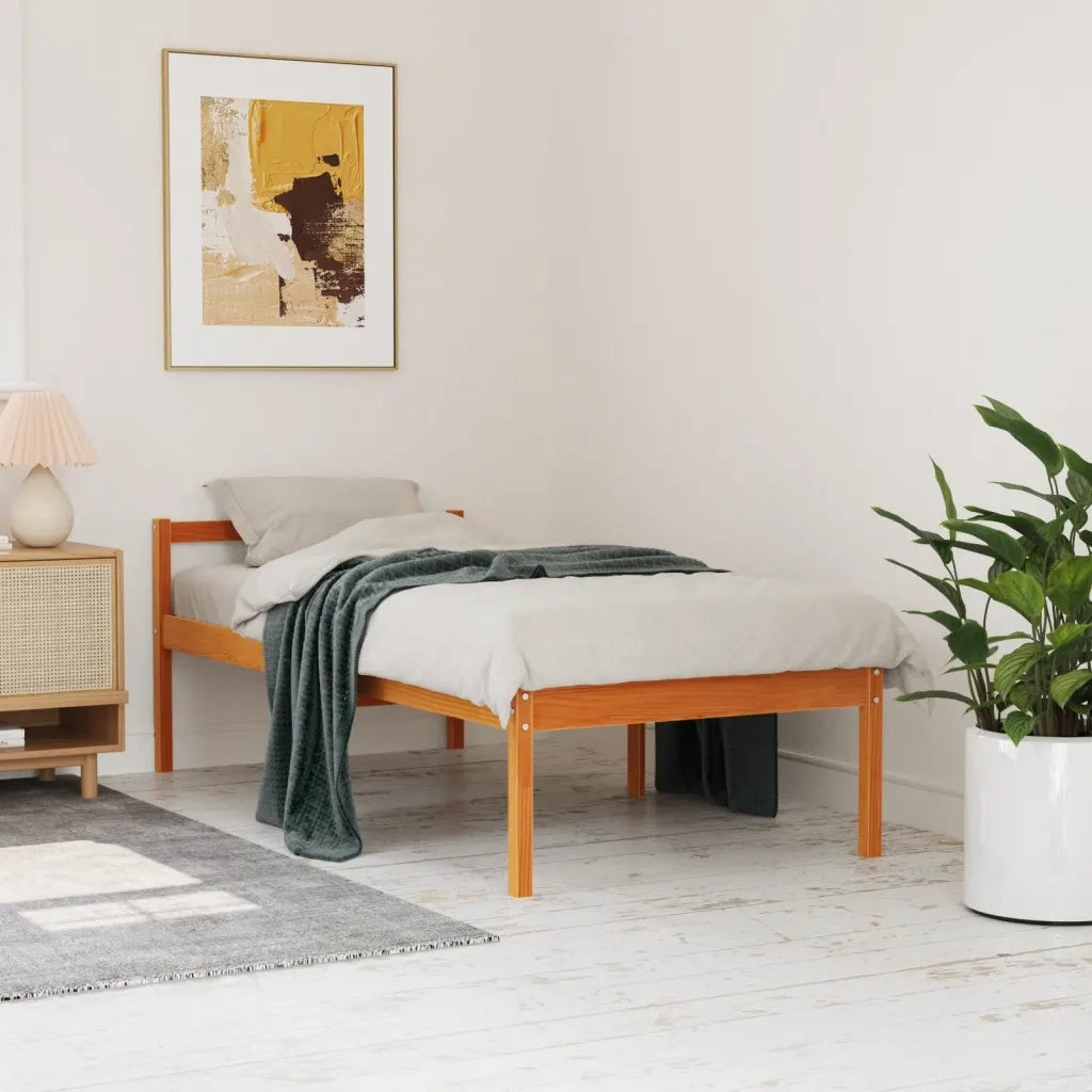 vidaXL Letto per Anziani Marrone Cera 90x200 cm Legno Massello di Pino