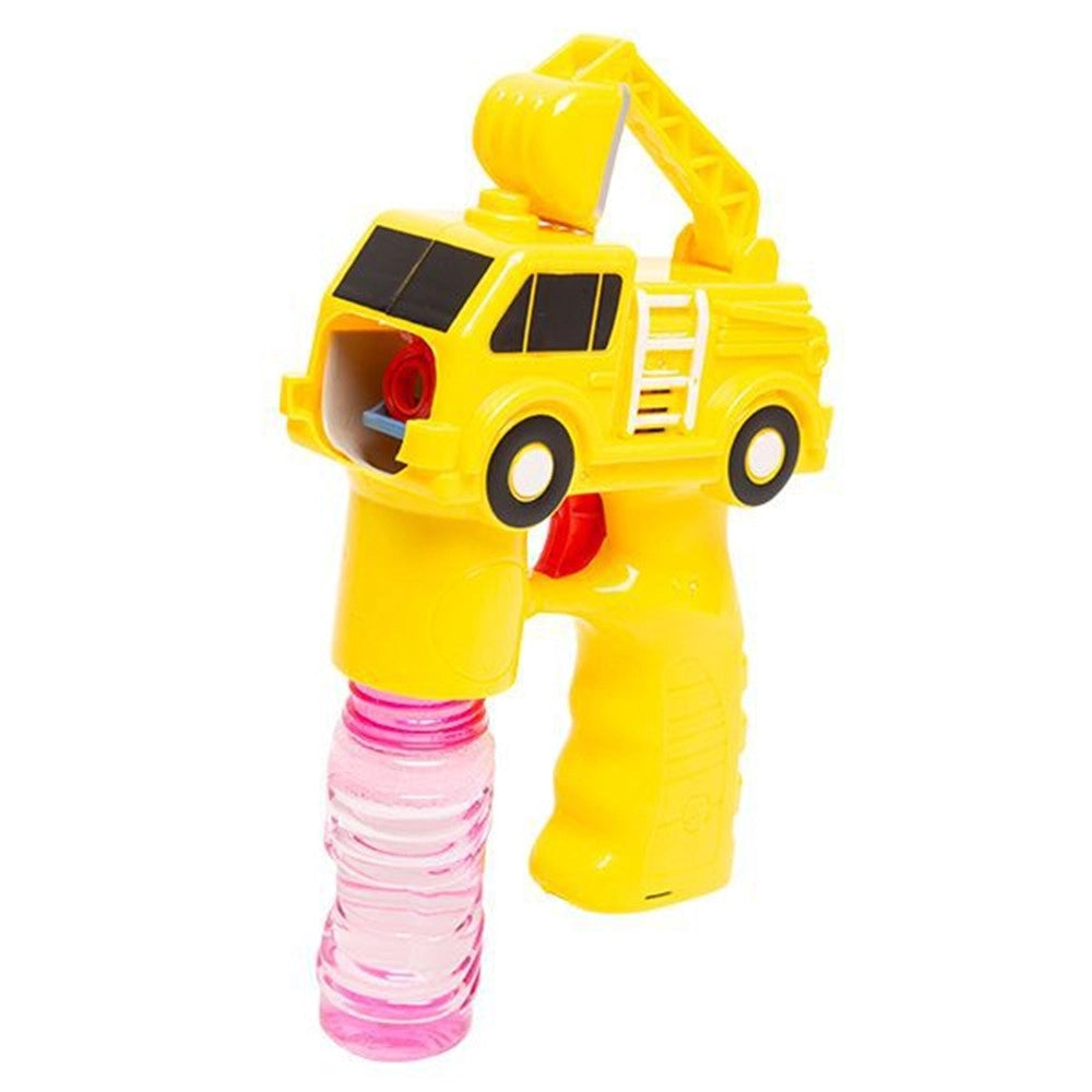 Trade Shop - Pistola Spara Bolle A Forma Di Camion Giallo Con 2 Flaconi Di Ricarica Da 50 Ml 6760247 -
