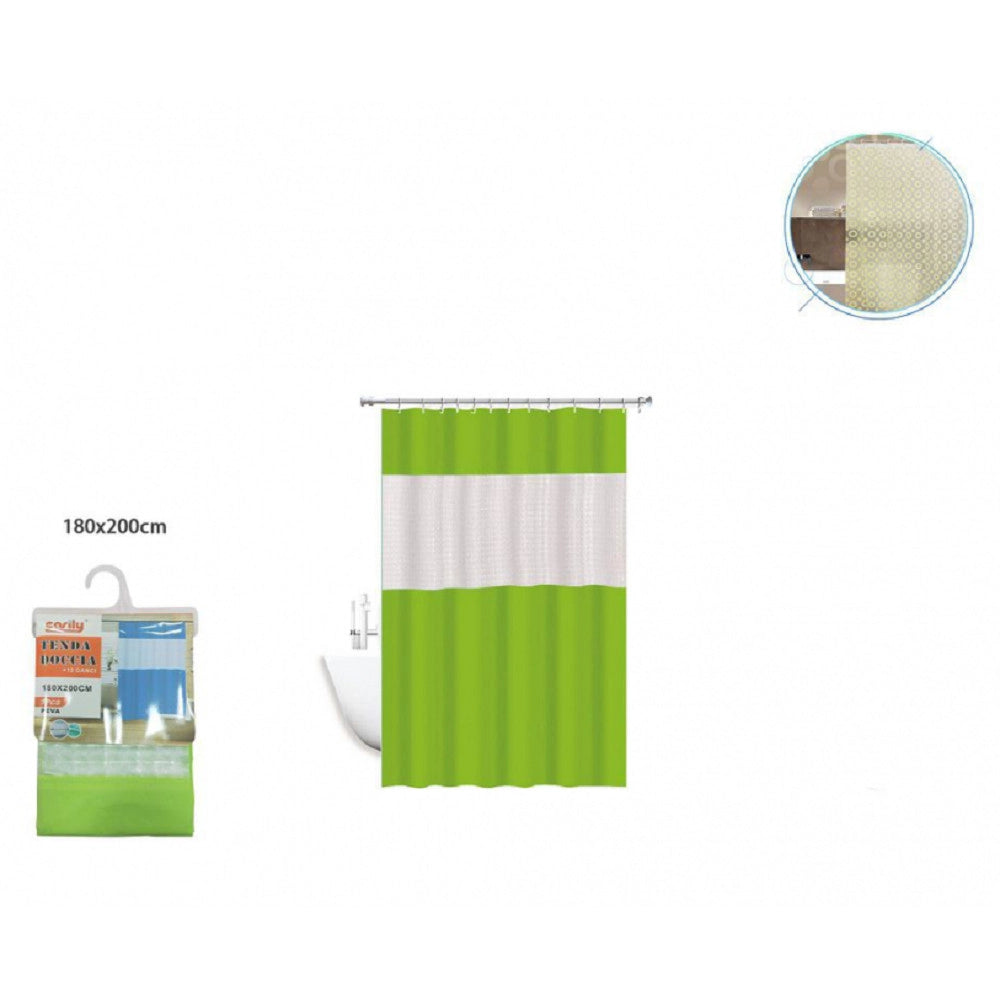 Trade Shop - Tenda Doccia Vasca Impermeabile Antimuffa Verde 3d Giuntura 180 X 200 Cm 52133 -
