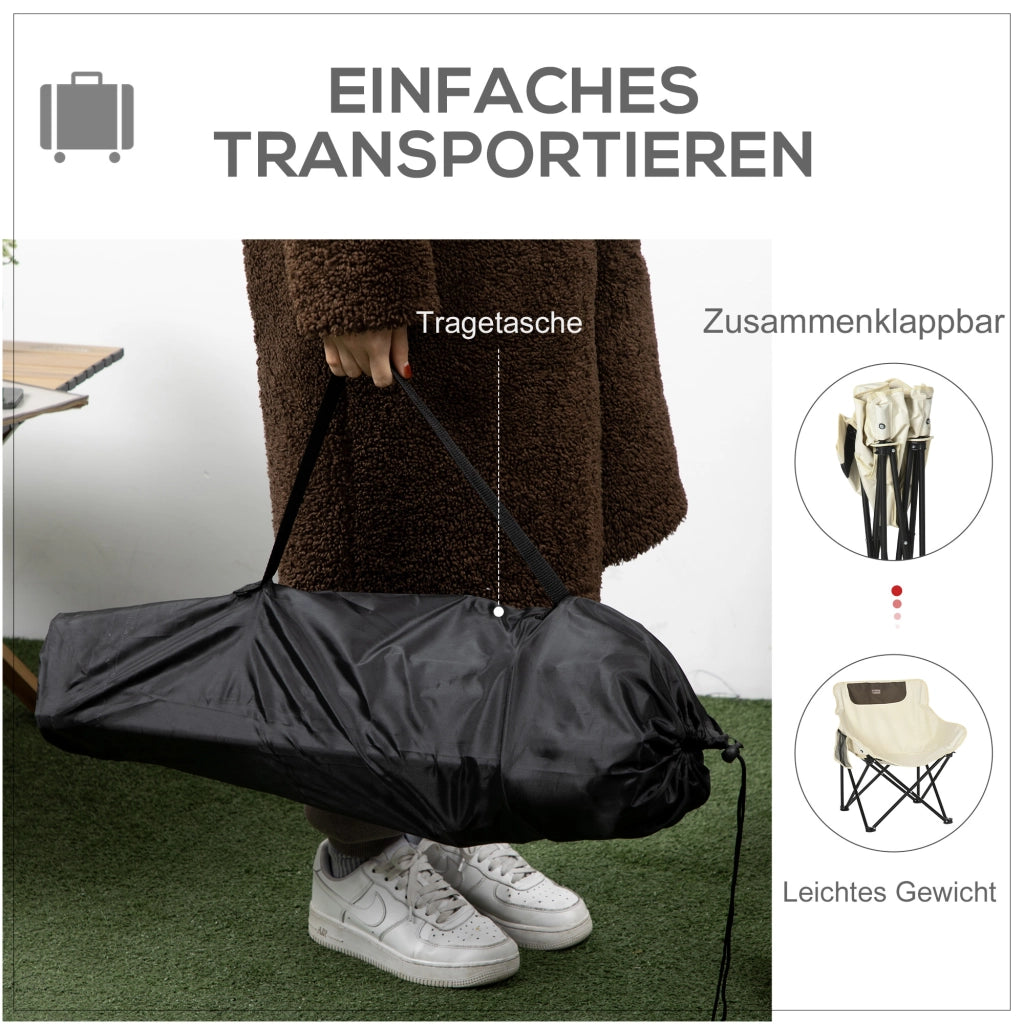 Sedia da campeggio pieghevole ¨C zephmum ¨C in tessuto bianco con tracolla