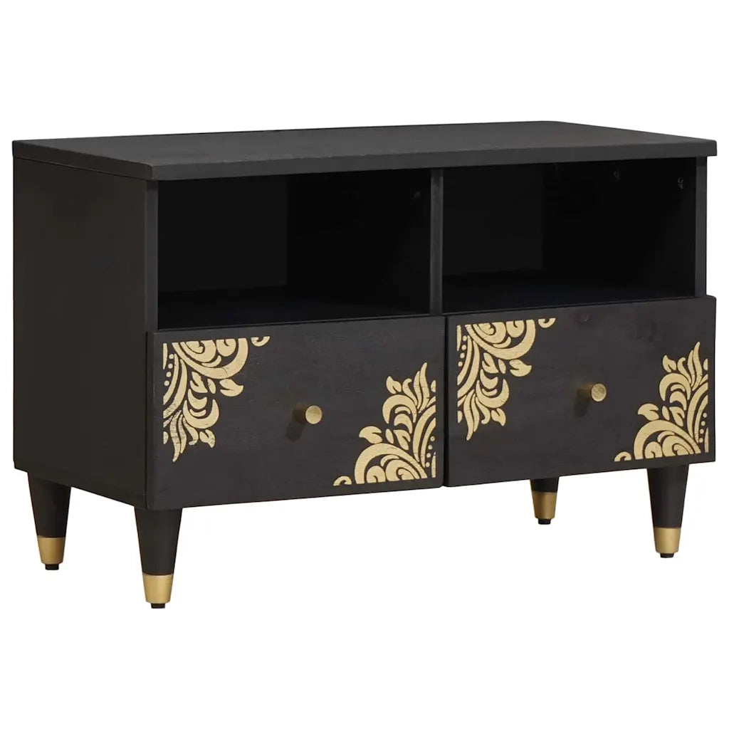 Mobile TV-Credenza per TV-Console TV Nero 70 x 33 x 46 cm Legno di mango massello