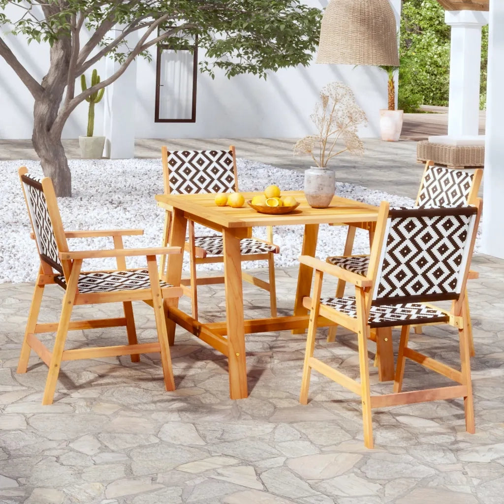 Set Mobili da Pranzo per Giardino 5 pz | Set Salotto da Giardino Legno Massello di Acacia