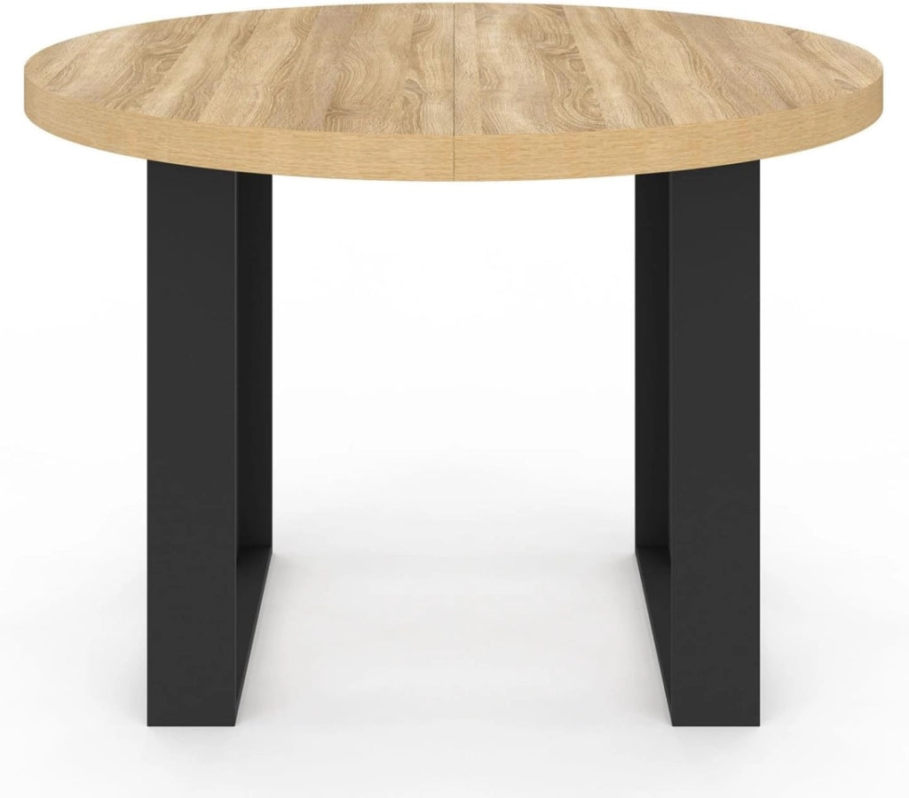 Tavolo da pranzo rotondo allungabile PHOENIX a 4 posti in legno e nero 110 cm