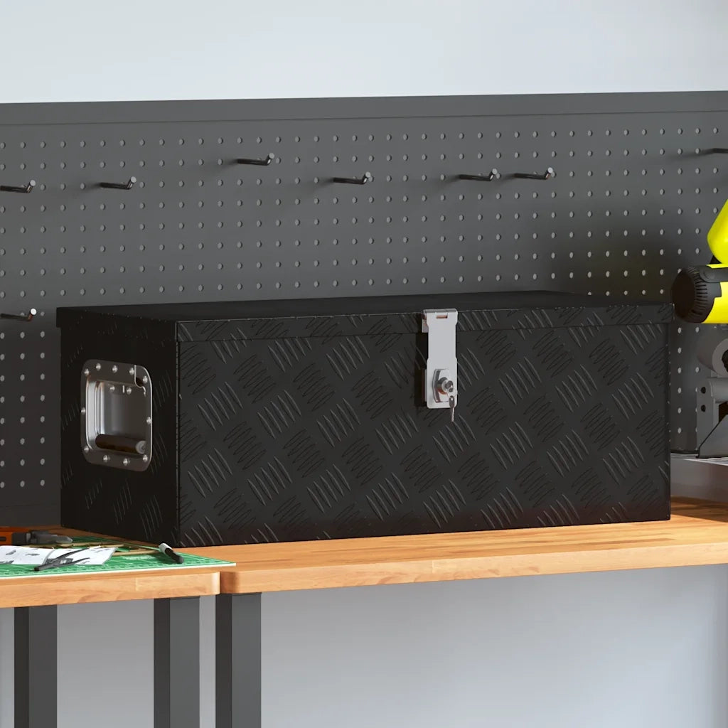 Contenitore Portaoggetti Nero 70x31x27 cm in Alluminio 152251